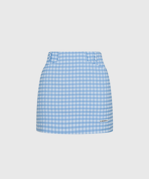 KANDINI Slim Check Mini Skirt - Sky Blue
