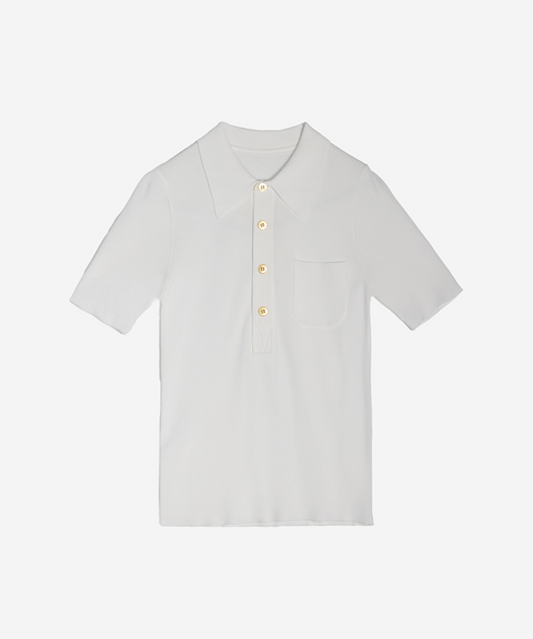 OBER Golf Solid Summer Collar Knit - White