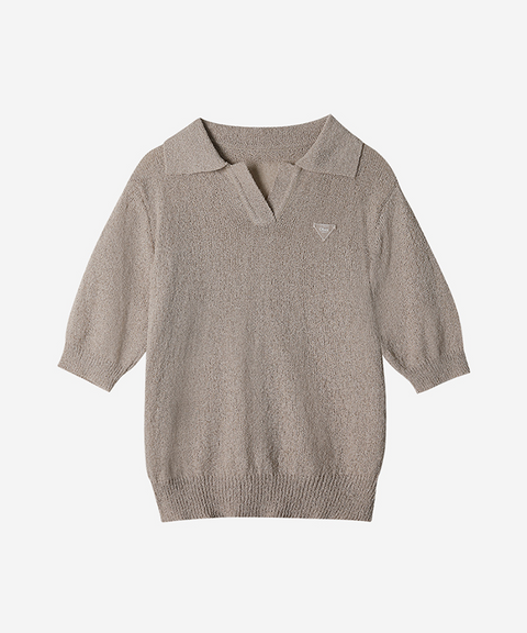 OBER Golf Summer Open Collar Knit - Beige
