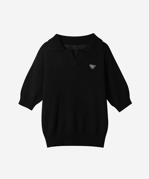 OBER Golf Summer Open Collar Knit - Black