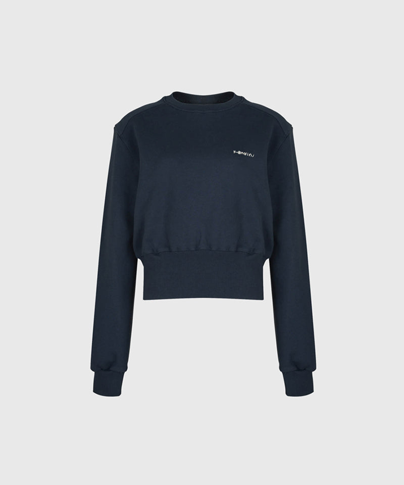 KANDINI Semi-Cropped Sweatshirt - Navy
