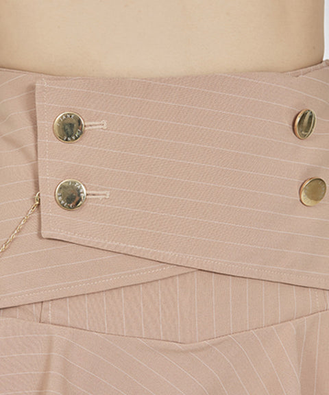 J.Jane Double Button Stripe Culotte Pants - Beige