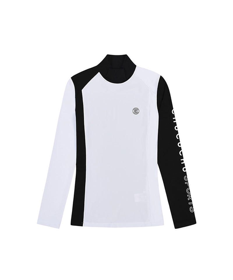 CHUCUCHU Side Point Half Neck T-Shirt - White