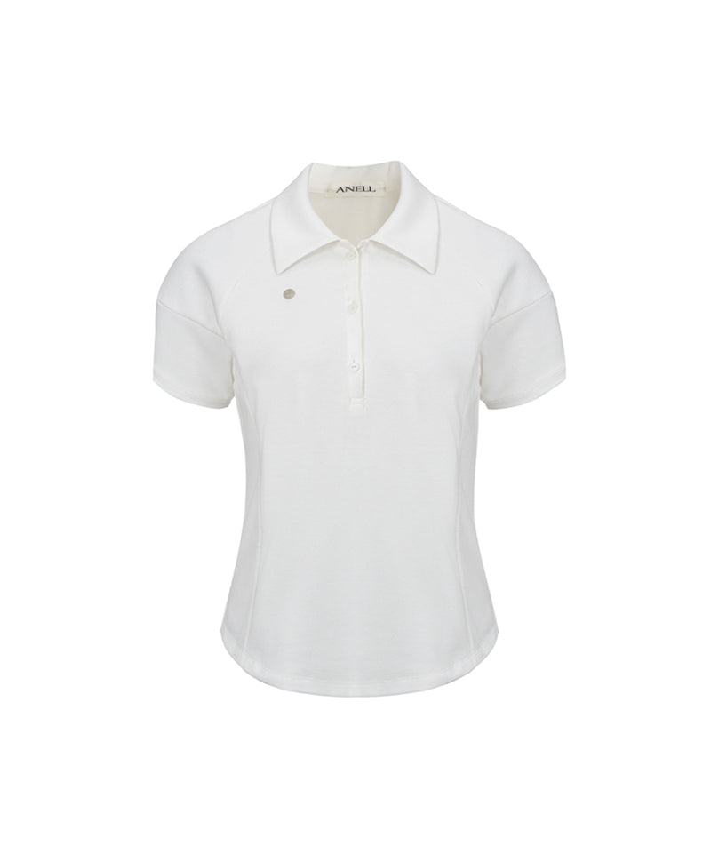 Anell Golf Sandra Jersey Collar Top - White