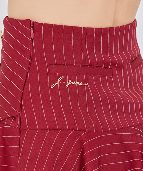 J.Jane Double Button Stripe Culotte Pants - Wine