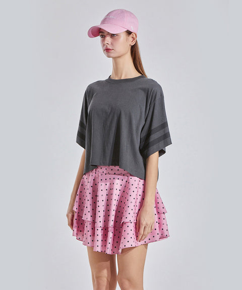 CHUCUCHU Line Overfit Short Sleeve Top - Charcoal