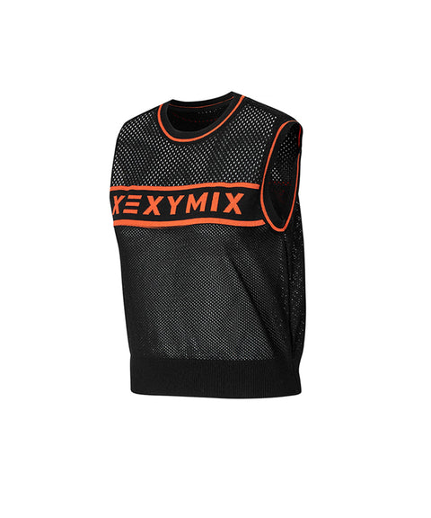 XEXYMIX Golf See-Through Knit Vest - Black