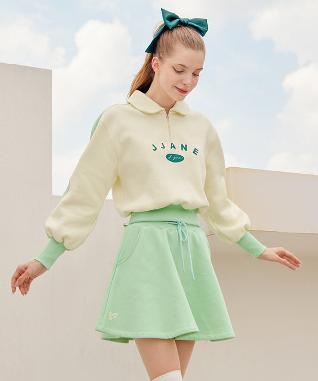 [Season End] J.Jane Color contrast Sweatshirt SET UP - Melon