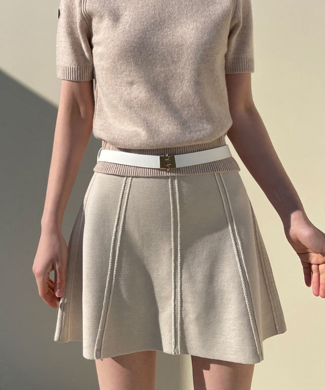 Anell Golf Milan Knit Skirt - Soft Beige