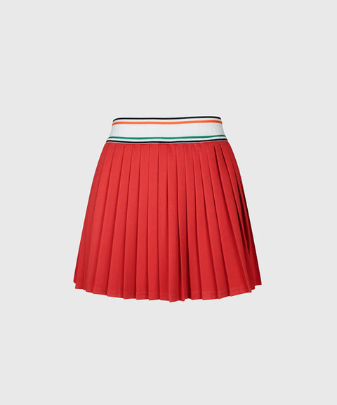 KANDINI Elastic Band Pleats Skirt - Red