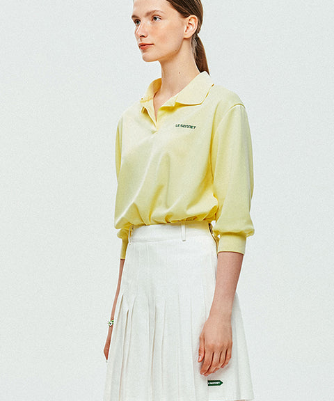 [SAMPLE SALE]LE SONNET Simple Polo Shirts - Lemon Yellow