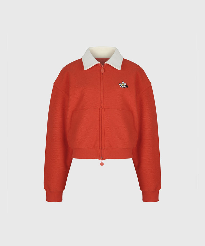 KANDINI French Terry 2-Way Zip-Up - Red