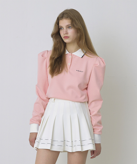 KANDINI Polo shirts with Puff sleeves- Pink