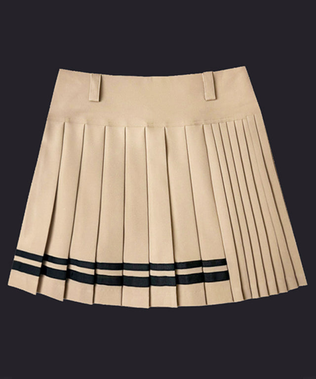 MAGIA Double Line Pleated Golf Skirt - Beige