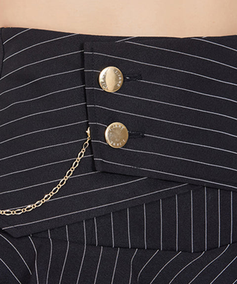 J.Jane Double Button Stripe Culotte Pants - Black