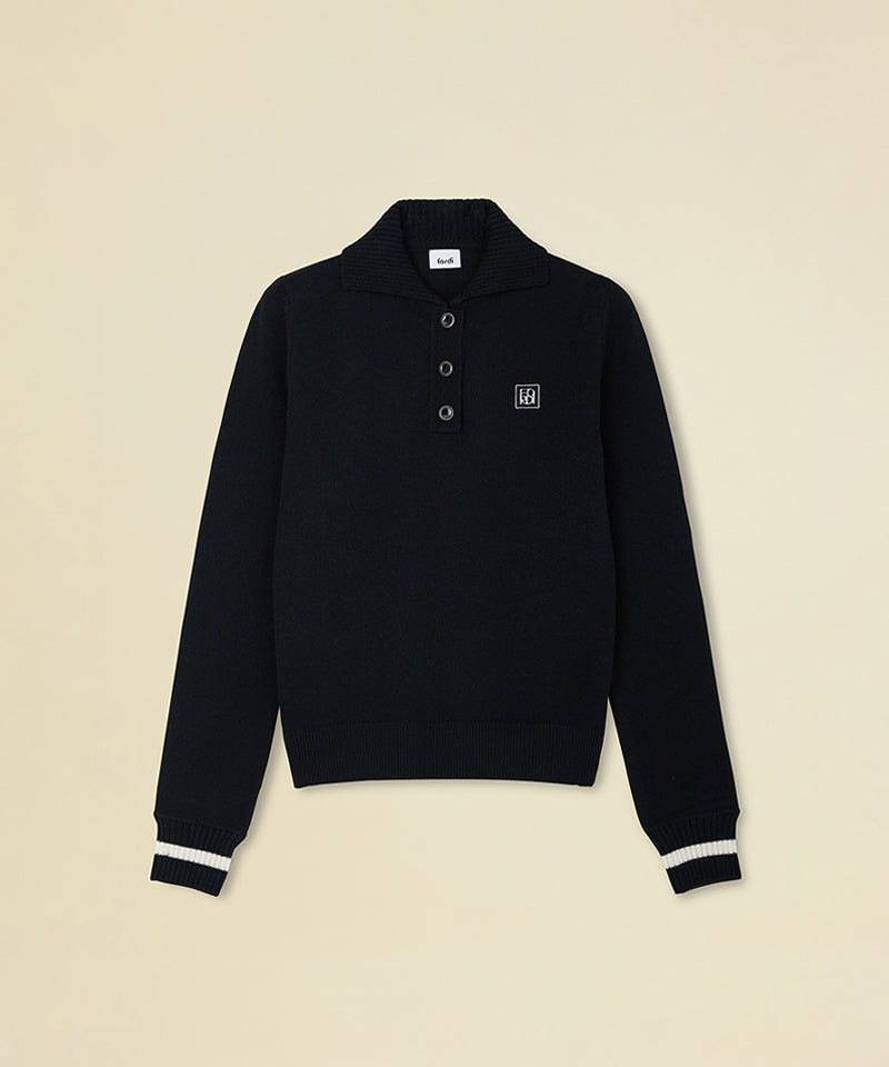 FORDI Rib Collar Long Sleeve Knit - Black