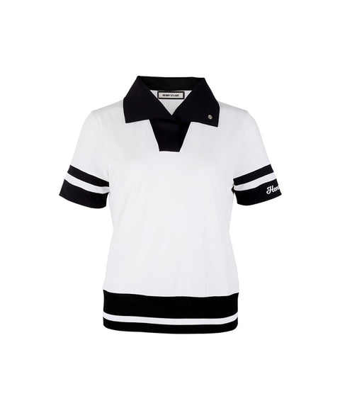 HENRY STUART Women's Band Point Collar T-Shirt - White
