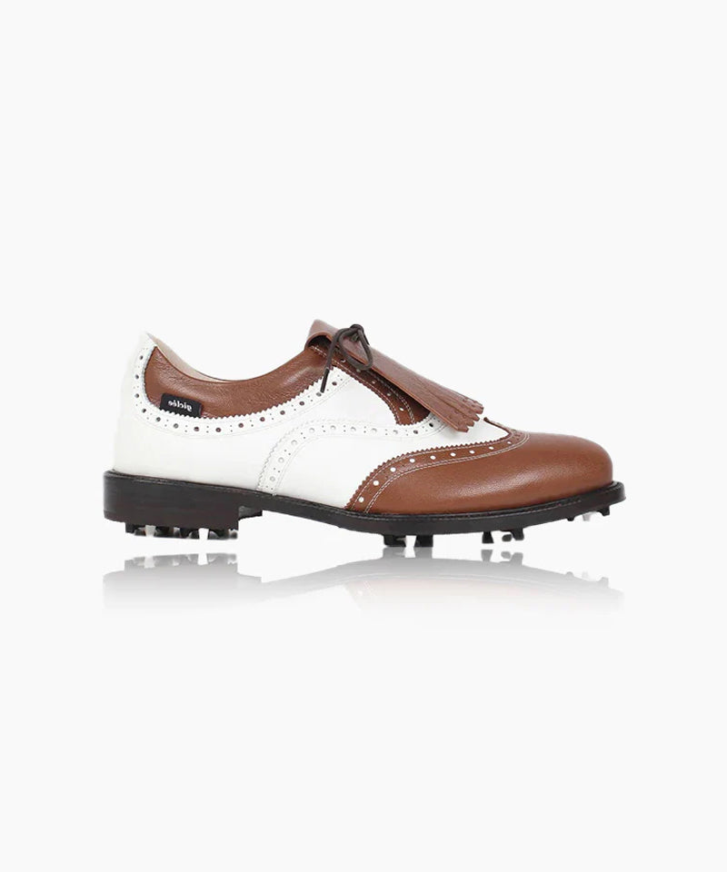 Giclee Unisex Classy Combi Premium Leather Golf Shoes - Brown