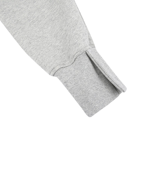 AVEN V-neck Semi-Crop Sweatshirt - Melange Gray