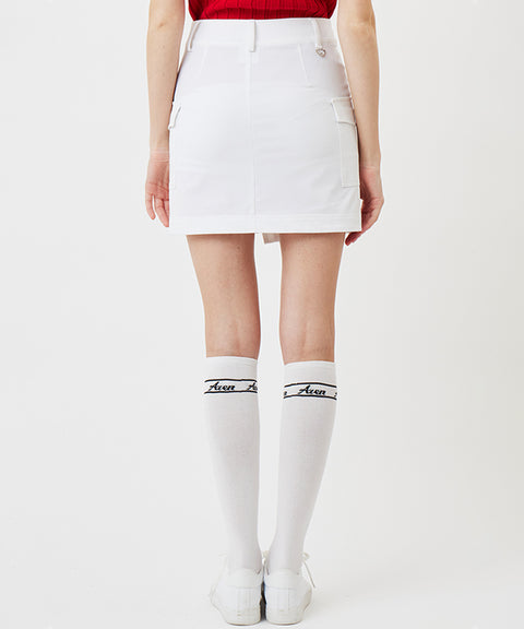 AVEN  Short Slit Cargo Skirt - White