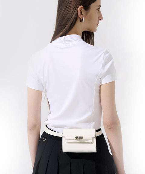 Anell Golf Easy Shawl Collar Top - White