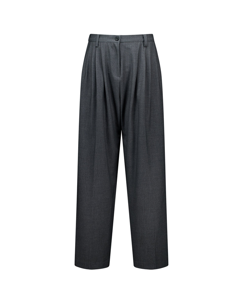 LE SONNET Straight Wool Pants - Gray