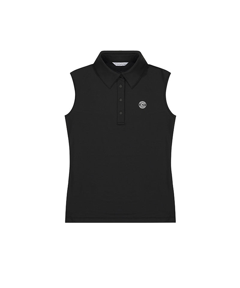 CHUCUCHU Simple Polo Sleeveless - Black