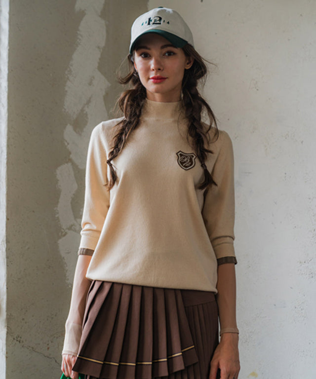 BENECIA 12 Frill Sleeve Half Neck - Beige