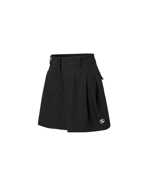 XEXYMIX Golf Solid Flare Culotte Shorts - Black