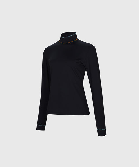KANDIN High-Neck Long Sleeve T-Shirt - Black