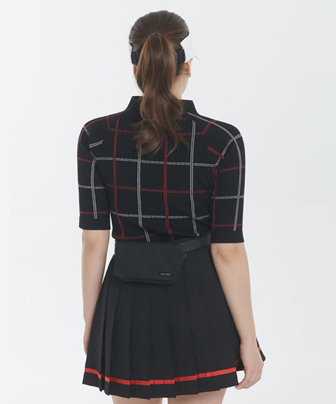 Q.C PLAY: Color Block Check Caravan Knit - Black