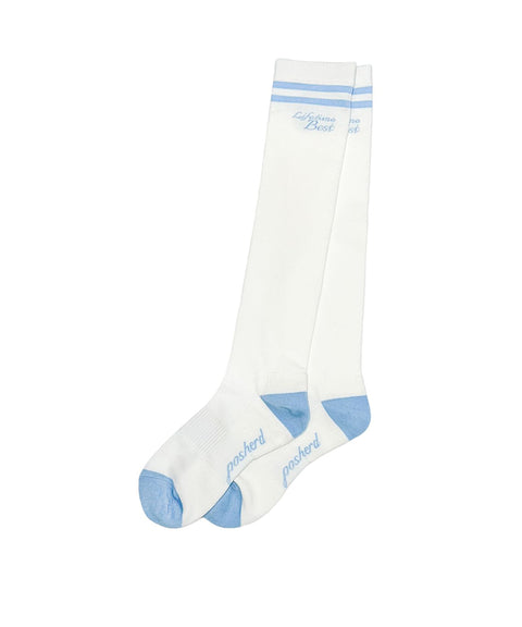 POSHERD Labe Pile Cushion Knee Socks - White