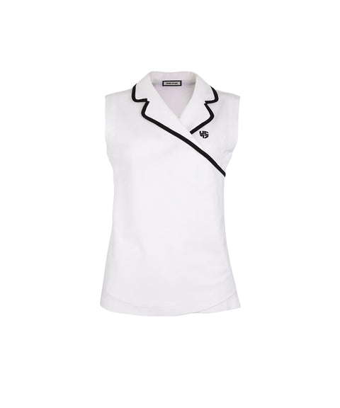 HENRY STUART Women's Wrap Sleeveless T-Shirt - White