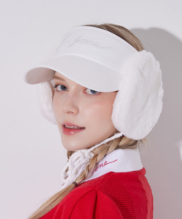 J.Jane 2way Fur Ear Flap Suncap Ivory
