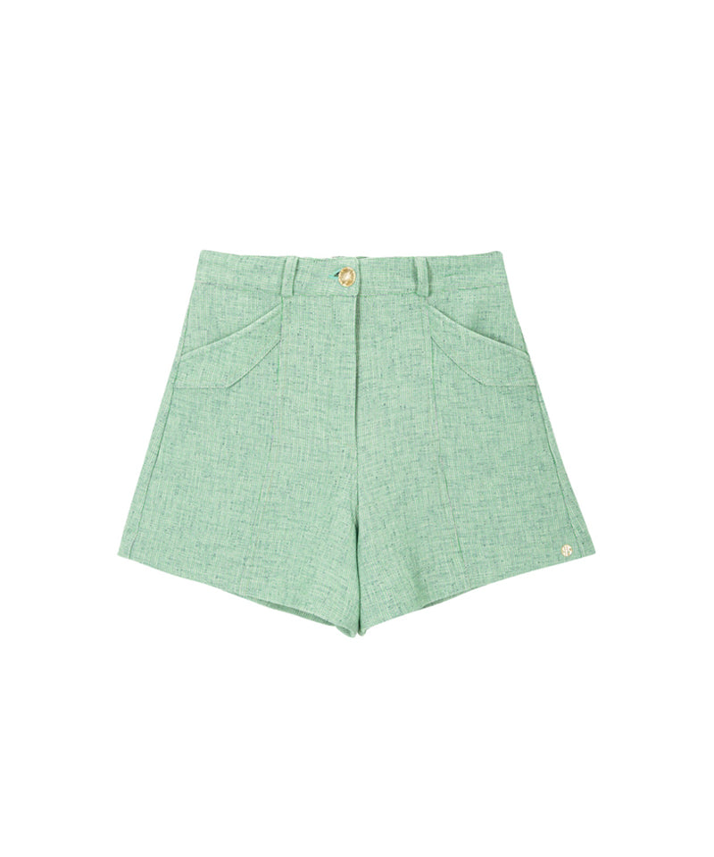 POSHERD High Stretch Tweed Shorts - Green
