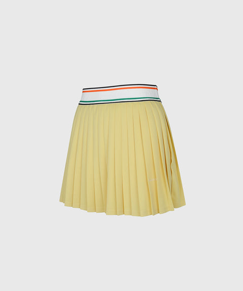 KANDINI Elastic Band Pleats Skirt - Yellow
