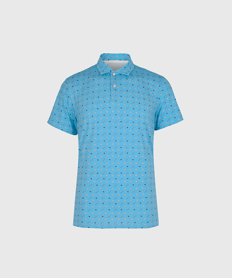 KANDINI Air Flow Printed Polo (Unisex) - Blue