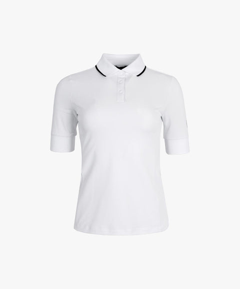 CREVE NINE: 3/4 Sleeve Polo T-Shirt - White