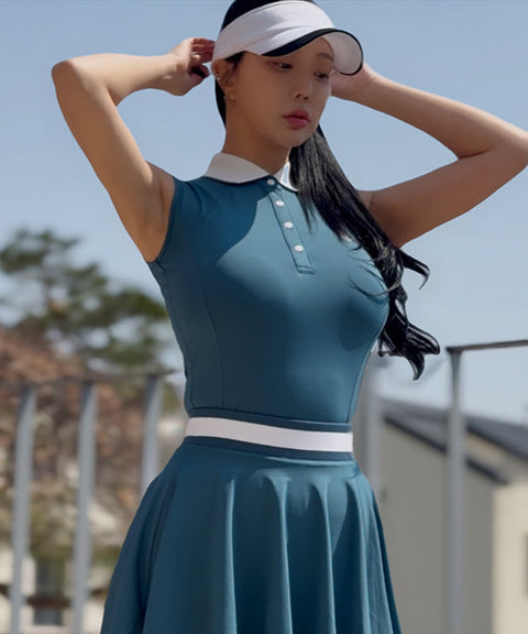 CHUCUCHU Some Knit Collar Sleeveless Top - 2 Colors