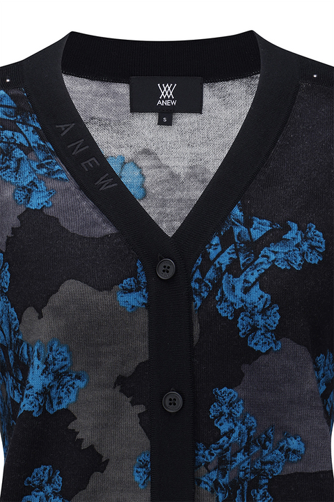 Women's FA Flower Pattern Knit Cardign - Black
