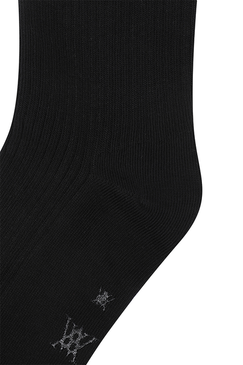 Women's Logo Point Knee Socks - Black