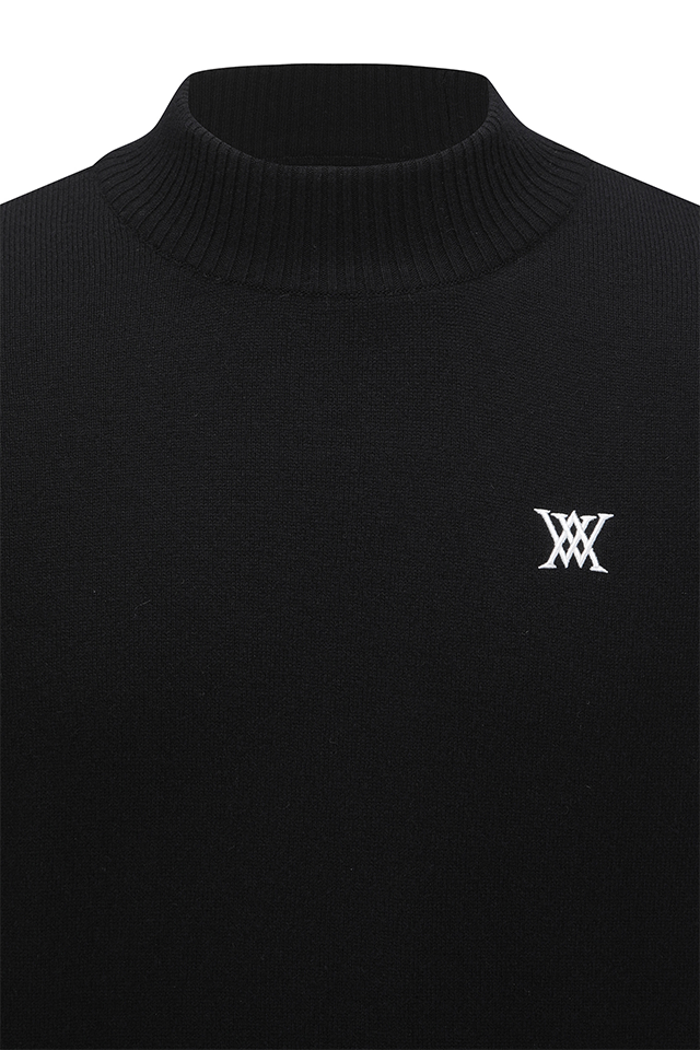 Men's WI Fuzzy Logo Point Sweater - Black