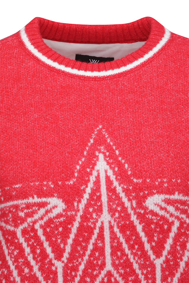 Women's WI Fuzzy Logo Point Sweater - Red