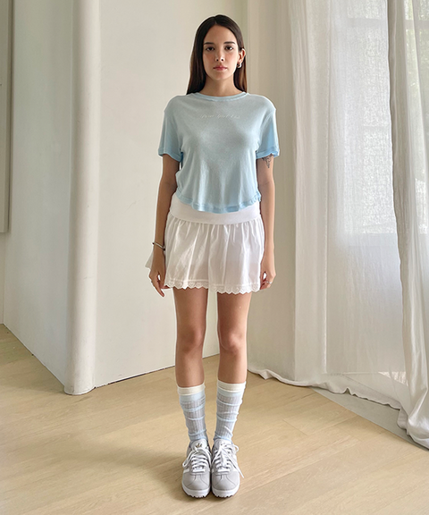 PIV'VEE Curved Hem T-shirt - Airy Blue