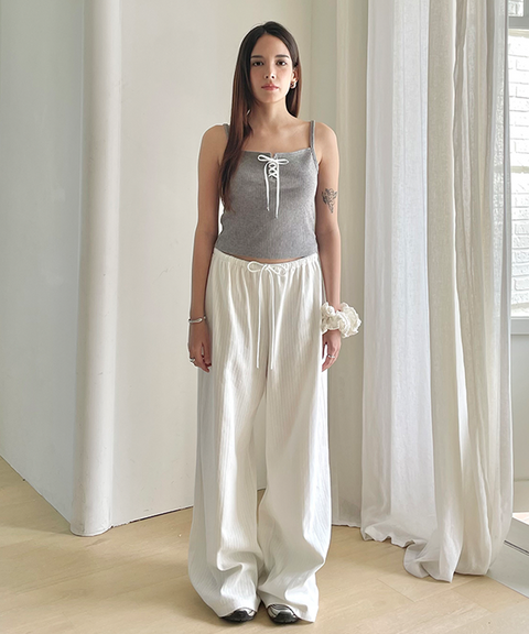 PIV'VEE Easy Pointelle Pants - Cloud White
