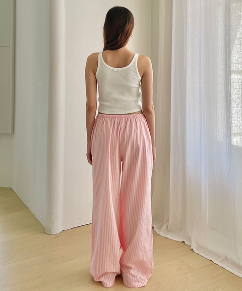 PIV'VEE Easy Stripe Pants - Bubble Pink