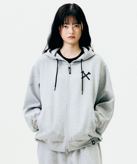 Jamie West Club Hoodie Applique Zip-up - Grey