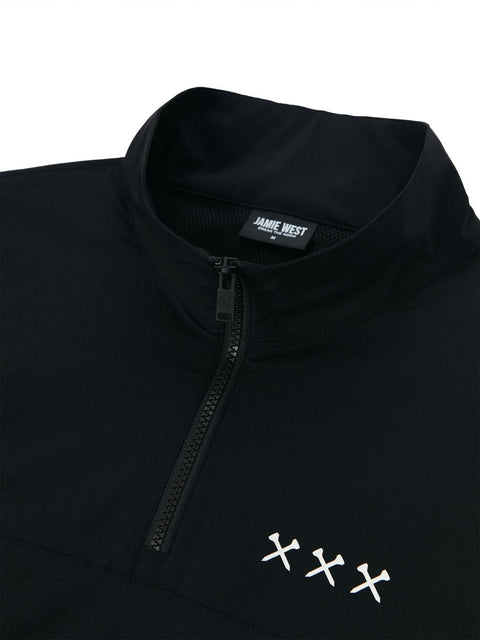 Jamie West Half Zip-up Ventilation Stand Collar P-Shirts - Black