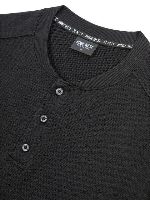 Jamie West Henley-Neck Pocket Knit MTM - Black