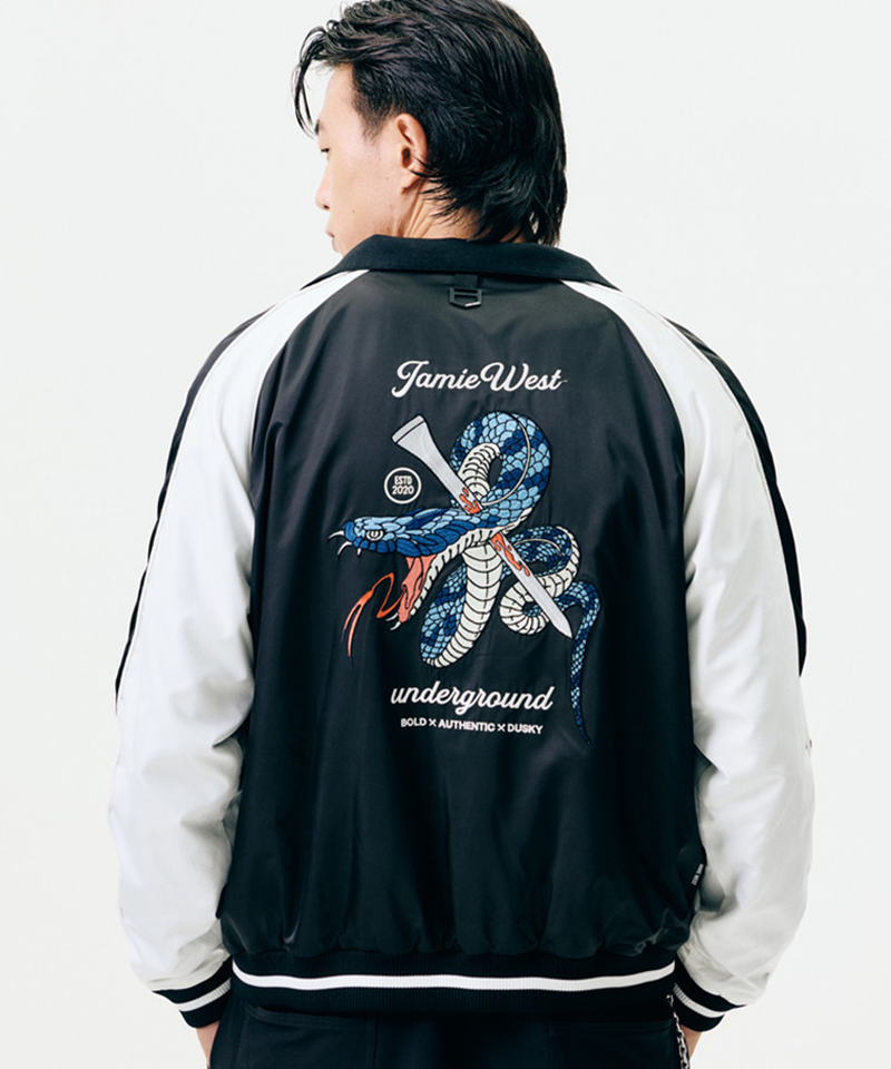 Jamie West Reversible Highneck Souvenir Jacket - Black